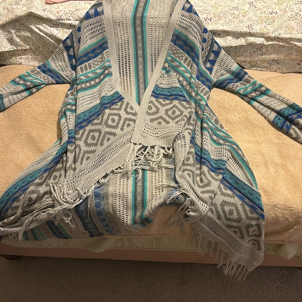 Long Grey and Blue cardigan